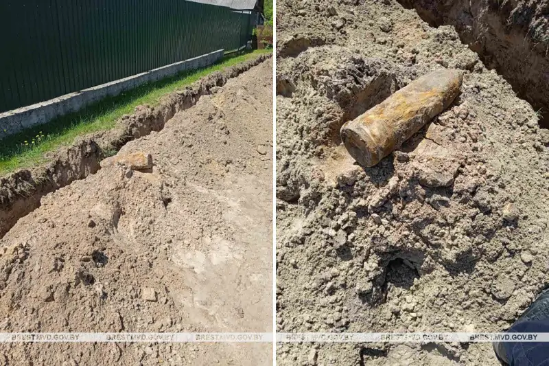 Житель Лунинецкого района выкопал на своем участке артснаряд