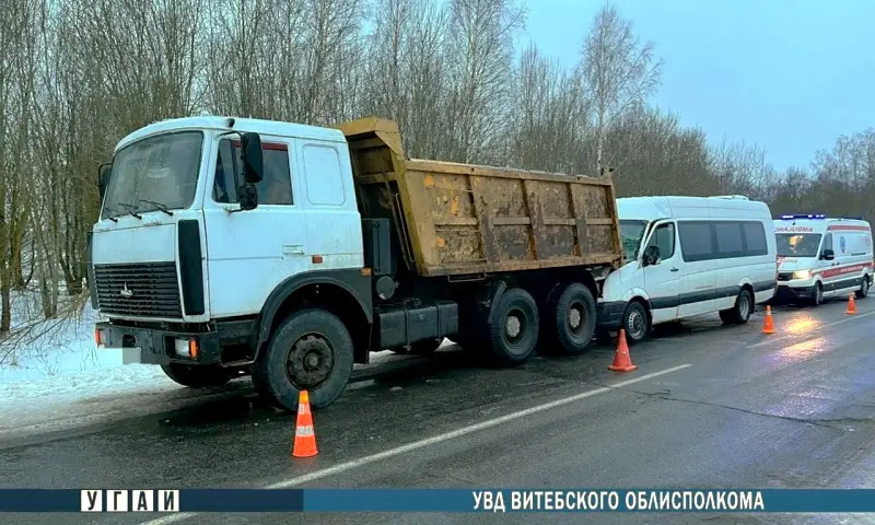 В Витебском районе микроавтобус врезался в грузовик: пострадали 7 человек