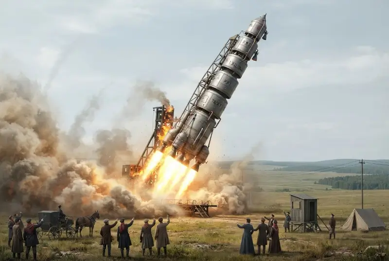 «Ракетный поезд» Циолковского. Художественная иллюстрация-фантазия. «Ракетный поезд» Циолковского. Художественная иллюстрация-фантазия.