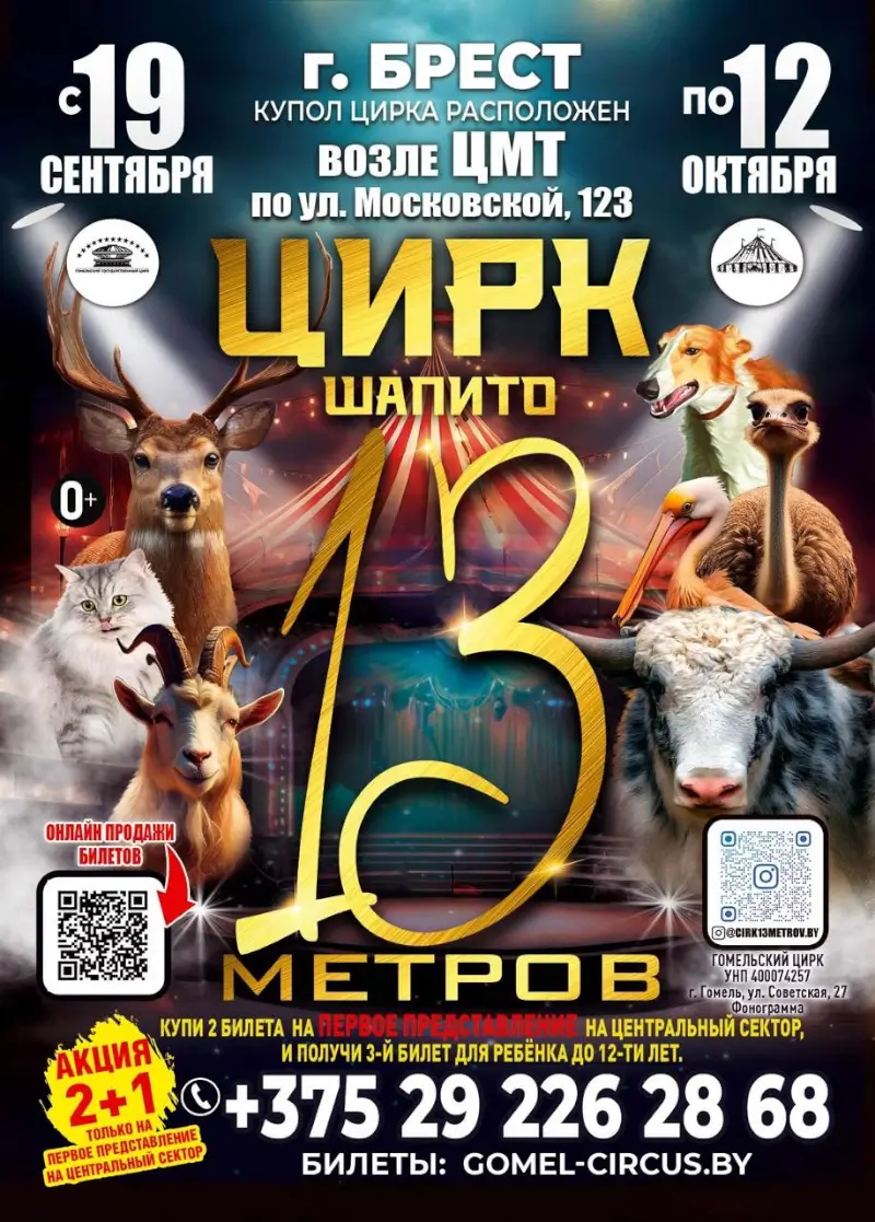 Цирк-шапито «13 метров» приезжает на гастроли в Брест: программа представлений