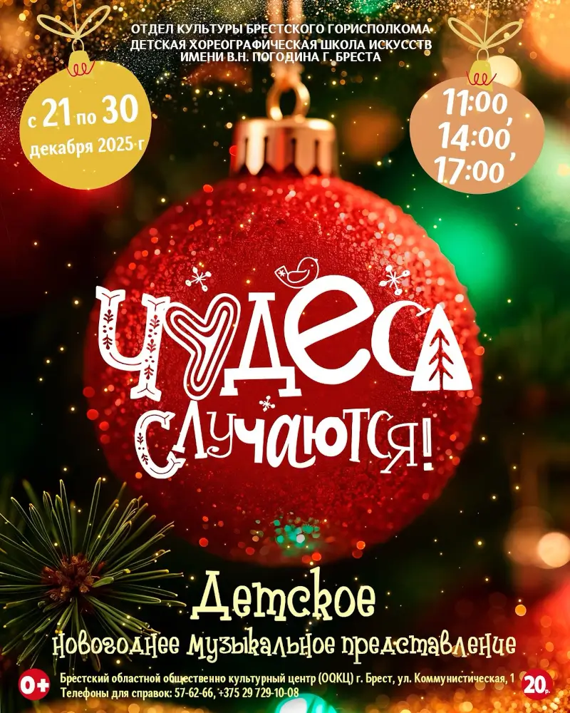 «Чудеса случаются!»: новогоднее музыкальное представление пройдет в Брестском ООКЦ