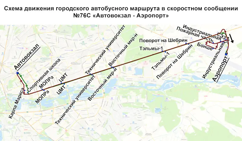 Схема движения автобуса 76 в Бресте